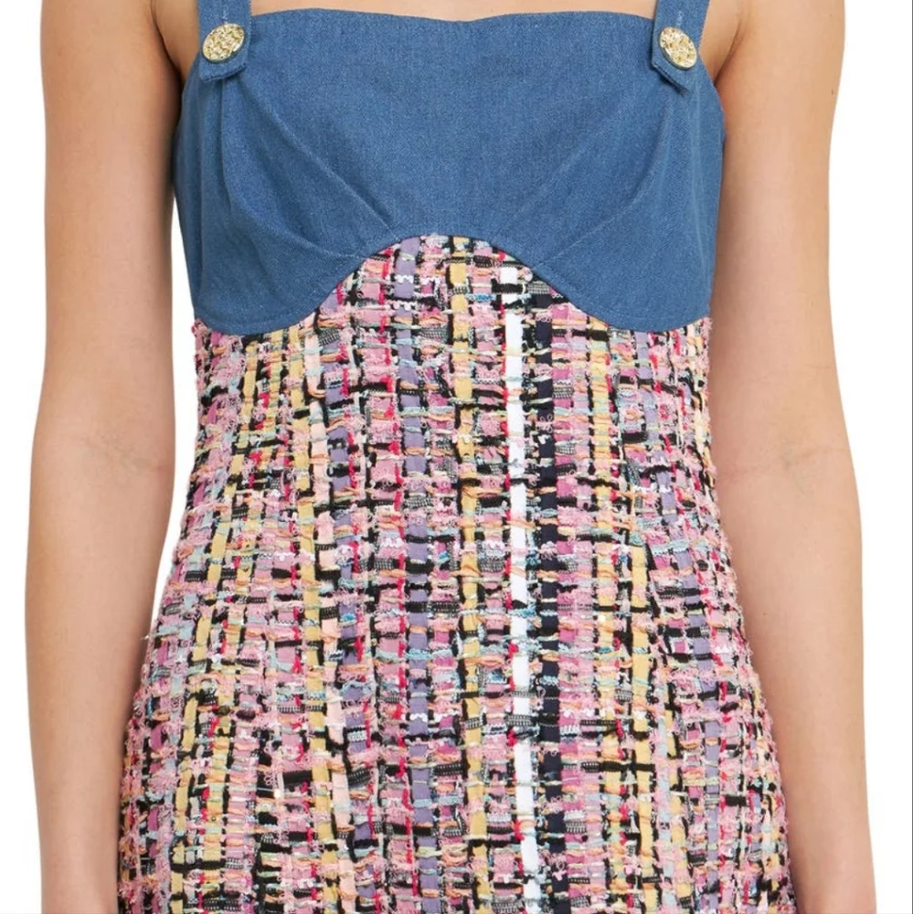 Stylish Multicolor Tweed Dress Endless Rose Size M - Picture 3 of 8